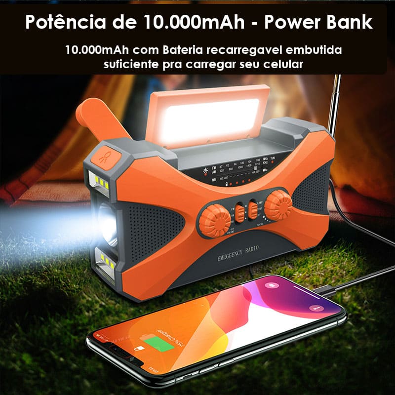 Radio Solar de Emergencia con Cargador 10.000mAh