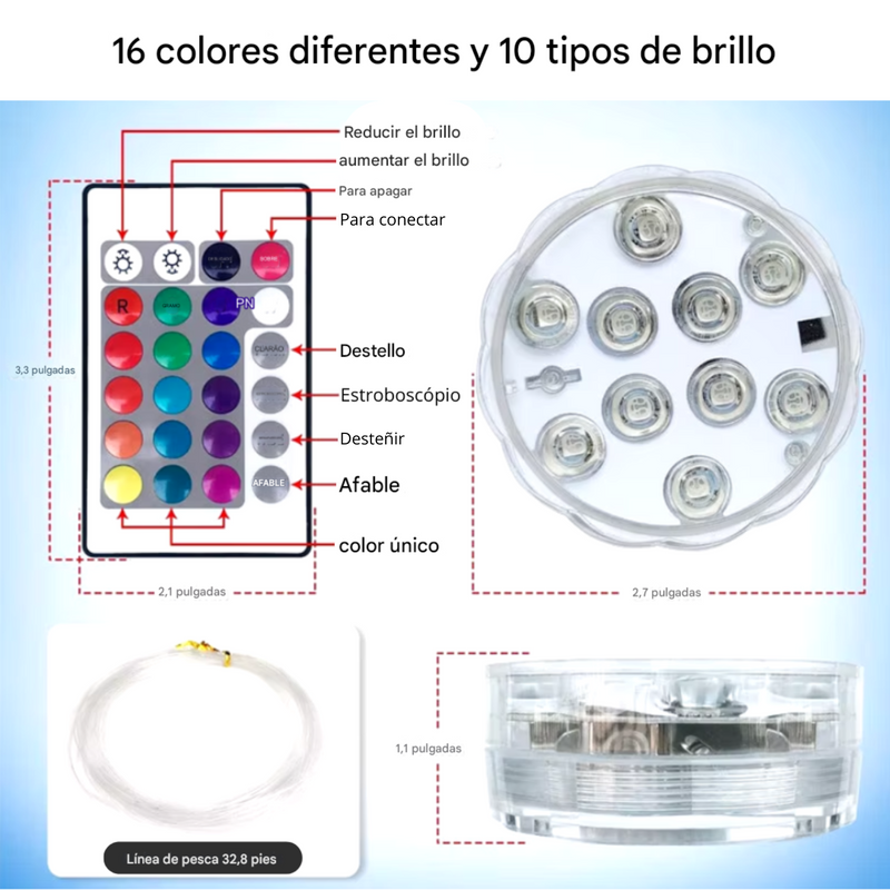 Luces RGB Para Piscinas [Kit inalámbrico]