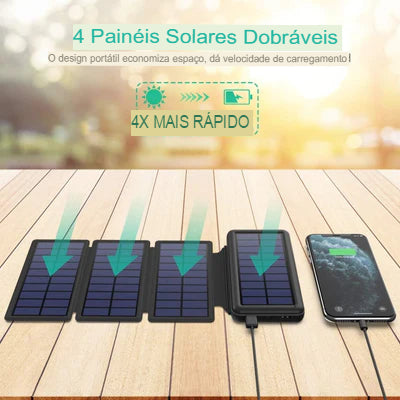 Power Bank Solar Portátil Recargable 4 Paneles