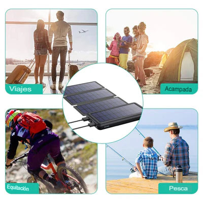 Power Bank Solar Portátil Recargable 4 Paneles